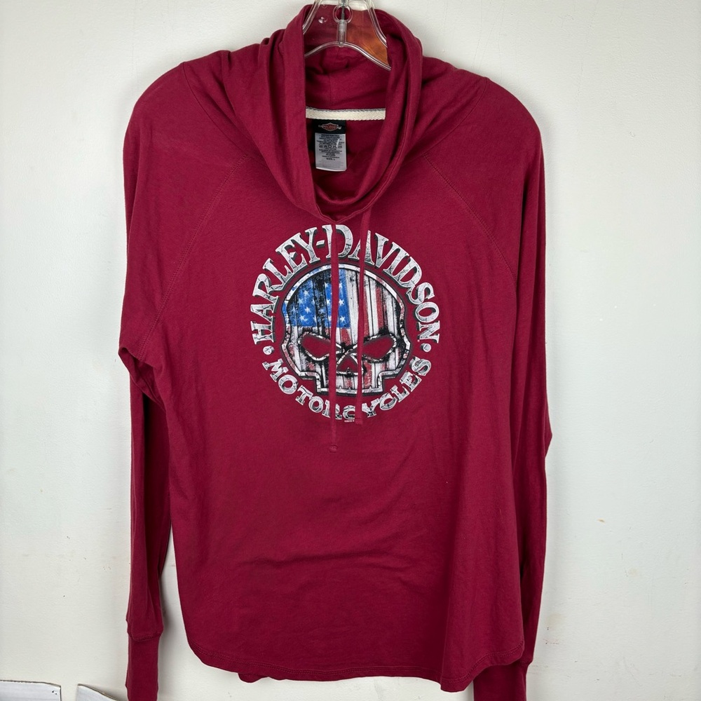 Harley-Davidson Rocky Top/Pigeon Forge cow-neck L/S Tee/dark red-Woman’s L